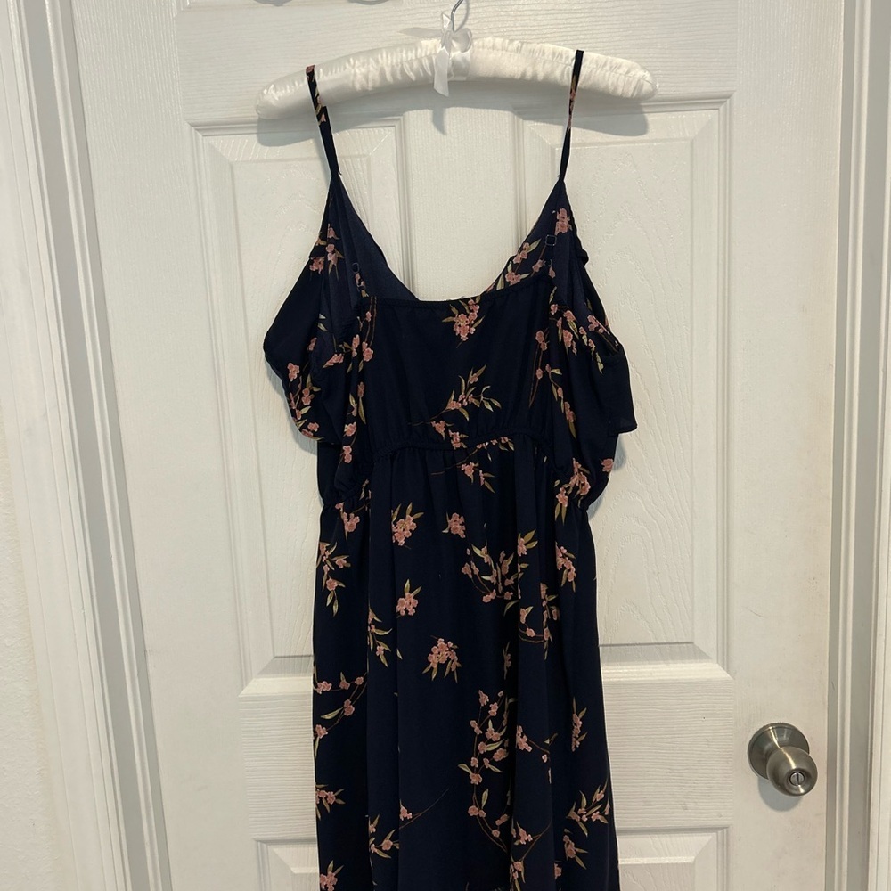 Soprano Navy Midi Dress with Pink Floral Print Size L